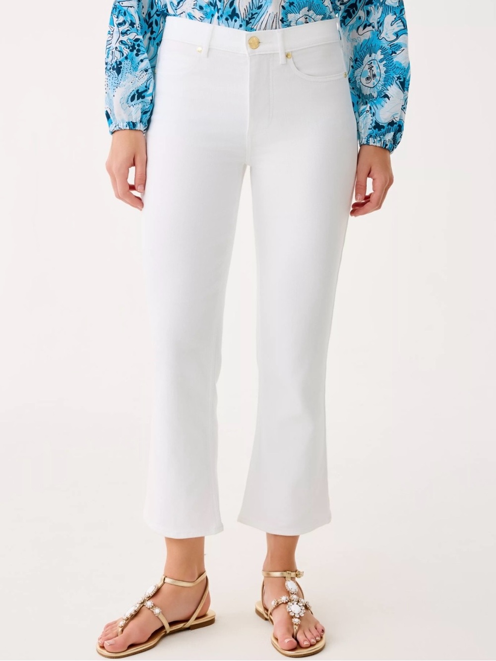 Lilly Pulitzer White Jeans High Rise Crop Flare